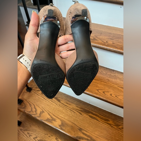 Revolution Faux Leather back zip almond toe dark tan high heels — barely worn - Picture 5 of 5